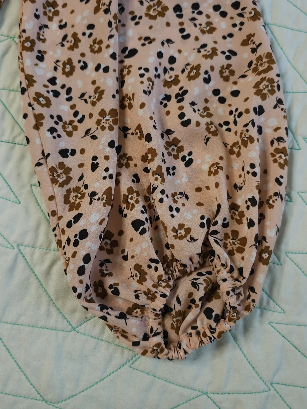 LOFT Outlet Peach Floral Long Puff Sleeve Blouse
